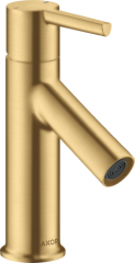 Смеситель для раковины Axor Starck 80, однорычажный, с рычаговой рукояткой, со сливным гарнитуром, шлифованное золото арт. 10102250