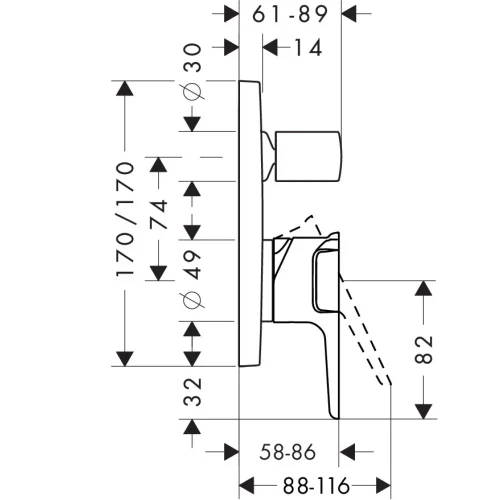 Купить купить смеситель для ванны axor citterio e однорычажный, скрытого монтажа, хром арт. 36455000