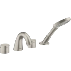 Смеситель на край ванны Axor Starck, на 4 отверстия, с рукоятками zero, сталь арт. 10444800