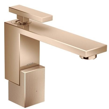 Купить купить смеситель для раковины axor edge 130 со сливным клапаном push-open с алмазной огранкой, полированное красное золото арт. 46011300