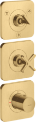 Модуль термостата 380/120 AXOR Citterio E для 3 потребителей, скрытого монтажа, с розетками, матовое золото арт. 36704250