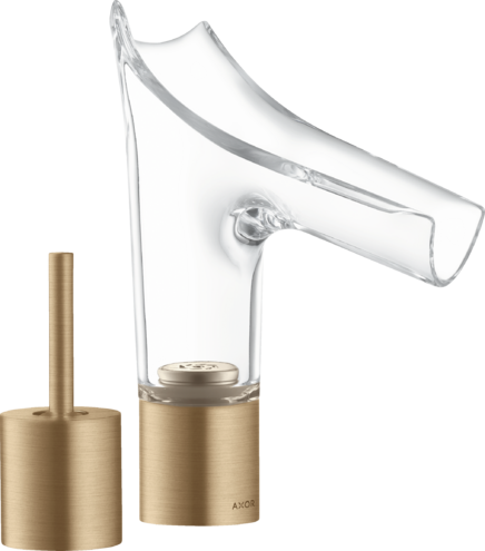 Купить купить смеситель для раковины axor starck v, на 2 отверстия, со стеклянным изливом 110, с не запираемым сливным набором, шлифованная бронза арт. 12115140