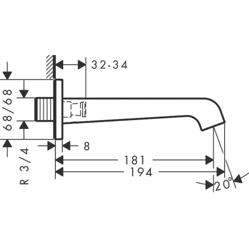 Купить купить излив на ванну axor citterio e, хром арт. 36425000