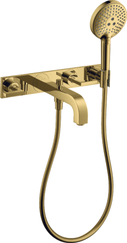 Купить купить смеситель для ванны axor citterio на 3 отверстия настенный, с рычаговыми рукоятками, с панелью, полированное золото арт. 39442990