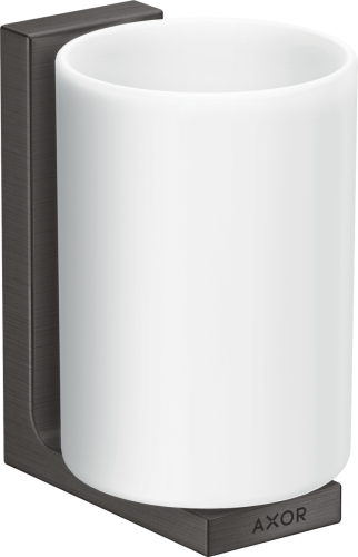 Купить купить стаканчик для зубных щеток axor universal rectangular настенный, матовый черный, хром арт. 42604340