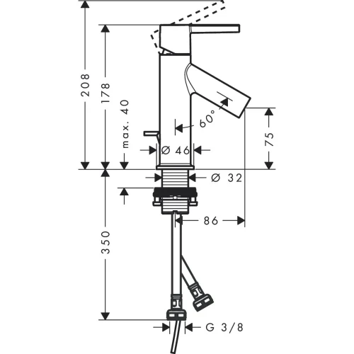 Купить купить смеситель для раковины axor starck 80, однорычажный, с рычаговой рукояткой, со сливным гарнитуром, полированное красное золото арт. 10102300