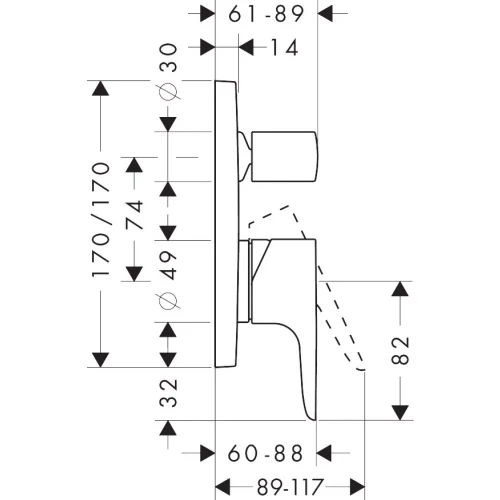 Купить купить смеситель для ванны axor citterio m для скрытого монтажа, хром арт. 34425000