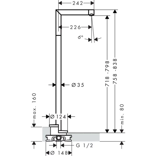 Купить купить излив на ванну напольный axor uno, шлифованный никель арт. 45412820