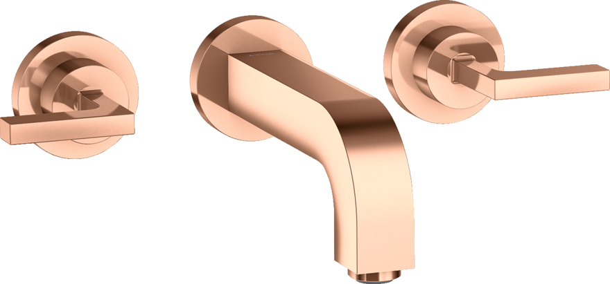 Купить купить смеситель для раковины axor citterio на 3 отверстия, скрытого монтажа, с изливом 162 мм, с рычаговыми рукоятками, с отдельными розетками, полированное красное золото арт. 39315300