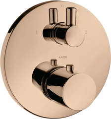 Термостат AXOR Uno с запорным/переключающим вентилем, полированное красное золото арт. 38720300