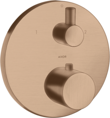 Термостат AXOR Uno с запорным/переключающим вентилем, шлифованное красное золото арт. 38720310