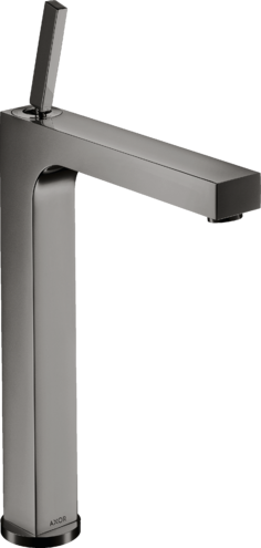 Купить купить смеситель для раковины axor citterio 280, с тонкой рукояткой, для накладной раковины, со сливным гарнитуром, полированный черный, хром арт. 39020330