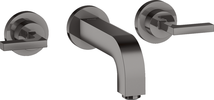 Купить купить смеситель для раковины axor citterio на 3 отверстия, скрытого монтажа, с изливом 162 мм, с рычаговыми рукоятками, с отдельными розетками, полированный черный, хром арт. 39315330