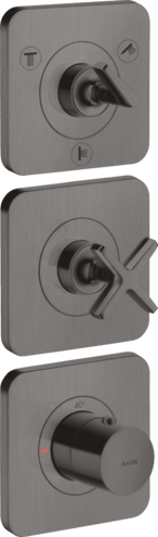 Купить купить модуль термостата 380/120 axor citterio e для 3 потребителей, скрытого монтажа, с розетками, матовый черный, хром арт. 36704340