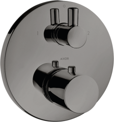 Термостат AXOR Uno с запорным/переключающим вентилем, полированный черный, хром арт. 38720330