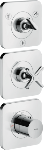 Купить купить модуль термостата 380/120 axor citterio e для 3 потребителей, скрытого монтажа, с розетками, сталь арт. 36704800