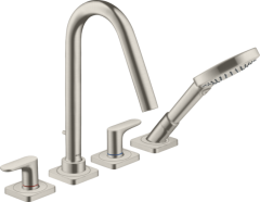 Смеситель для ванны AXOR Citterio M на 4 отверстия монтаж на плитку, с рычаговыми рукоятками, сталь арт. 34454800