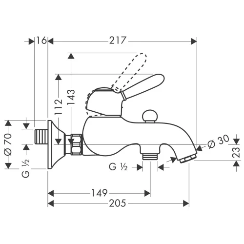 Купить купить смеситель для ванны axor carlton внешнего монтажа 1/2, хром арт. 17410000