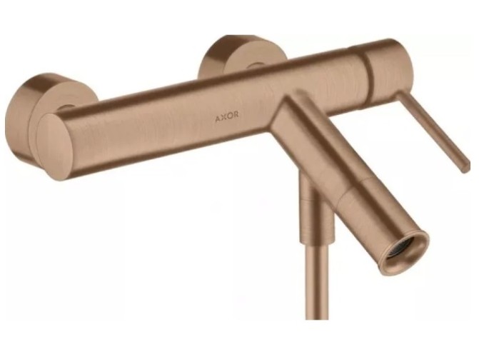 Купить купить смеситель для ванны axor starck, однорычажный, внешнего монтажа, с плоской рычаговой рукояткой, шлифованная медь арт. 10465950