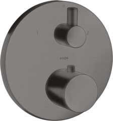 Термостат AXOR Uno с запорным/переключающим вентилем, шлифованный черный, хром арт. 38720340