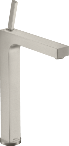 Купить купить смеситель для раковины axor citterio 280, с тонкой рукояткой, для накладной раковины, со сливным гарнитуром, сталь арт. 39020800