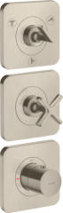 Модуль термостата 380/120 AXOR Citterio E для 3 потребителей, скрытого монтажа, с розетками, матовый никель арт. 36704820