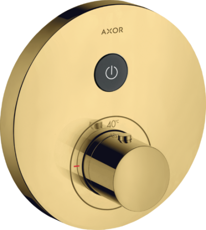 Купить купить термостат axor showerselect для 1 потребителя, скрытого монтажа, круглый, полированное золото арт. 36722990