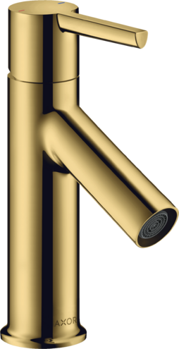 Купить купить смеситель для раковины axor starck 80, однорычажный, с рычаговой рукояткой, со сливным гарнитуром, полированное золото арт. 10102990