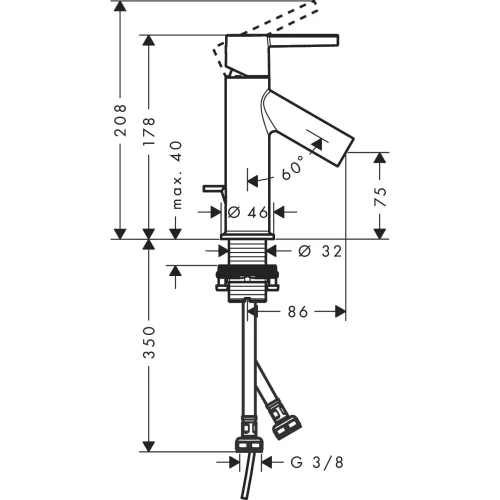 Купить купить смеситель для раковины axor starck 80, однорычажный, с рычаговой рукояткой, со сливным гарнитуром, полированное золото арт. 10102990