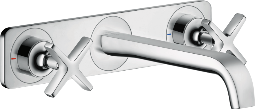 Купить купить смеситель для раковины axor citterio e на 3 отверстия, скрытого монтажа, с изливом 220 мм, с панелью, хром арт. 36115000