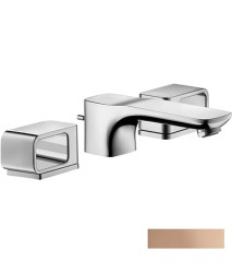 Смеситель для раковины Axor Urquiola 50, на 3 отверстия, с отдельными розетками, со сливным гарнитуром, полированное красное золото арт. 11041300