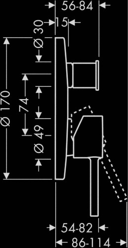 Купить купить смеситель для ванны axor starck, однорычажный, скрытого монтажа, с круглой рычаговой рукояткой, со встроенной защитной комбинацией en1717, хром арт. 10418000