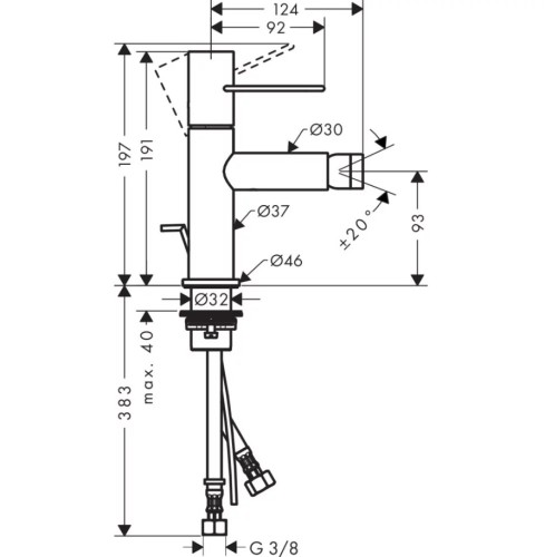 Купить купить смеситель для биде axor uno однорычажный, шлифованный черный, хром арт. 38211340