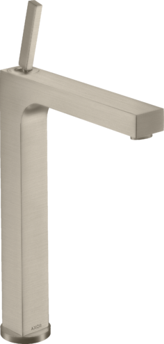 Купить купить смеситель для раковины axor citterio 280, с тонкой рукояткой, для накладной раковины, со сливным гарнитуром, матовый никель арт. 39020820