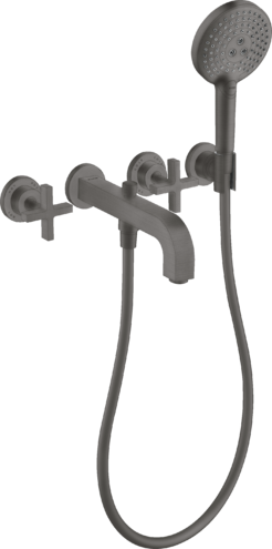 Купить купить смеситель для ванны axor citterio на 3 отверстия с крестообразными рукоятками, матовый черный, хром арт. 39447340