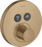 Купить купить термостат axor showerselect highflow для 2 потребителей, скрытого монтажа, круглый, шлифованная бронза арт. 36723140
