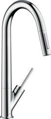 Кухонный смеситель AXOR Starck 270, с вытяжным душем, Eco, хром арт. 12800000