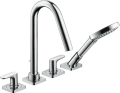 Смеситель для ванны AXOR Citterio M на 4 отверстия монтаж на плитку, с рычаговыми рукоятками, хром арт. 34454000
