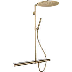 Душевая система Axor Showerpipe, с термостатом 800 и верхним душем, 350, 1 jet, полированная бронза арт. 27984130