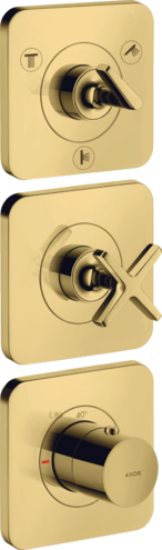 Купить купить модуль термостата 380/120 axor citterio e для 3 потребителей, скрытого монтажа, с розетками, полированное золото арт. 36704990