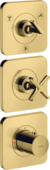 Модуль термостата 380/120 AXOR Citterio E для 3 потребителей, скрытого монтажа, с розетками, полированное золото арт. 36704990
