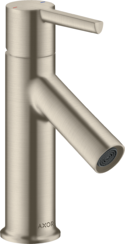 Купить купить смеситель для раковины axor starck 80, однорычажный, с рычаговой рукояткой, со сливным гарнитуром, шлифованный никель арт. 10102820