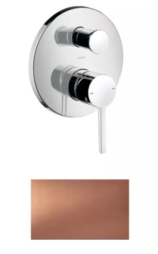 Купить купить смеситель для ванны axor starck, однорычажный, скрытого монтажа, с плоской рычаговой рукояткой, шлифованное красное золото арт. 10414310