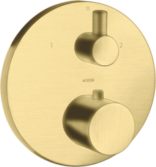 Термостат AXOR Uno с запорным/переключающим вентилем, шлифованная медь арт. 38720950