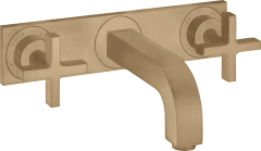 Смеситель для раковины AXOR Citterio на 3 отверстия, скрытого монтажа, с изливом 226 мм, с крестообразными рукоятками, с панелью, матовая бронза арт. 39144140