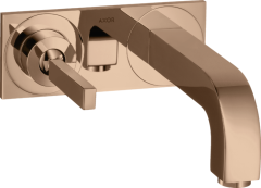 Смеситель настенный для раковины AXOR Citterio с тонкой рукояткой, с изливом 220 мм, полированное красное золото арт. 39115300