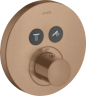 Купить купить термостат axor showerselect highflow для 2 потребителей, скрытого монтажа, круглый, шлифованное красное золото арт. 36723310