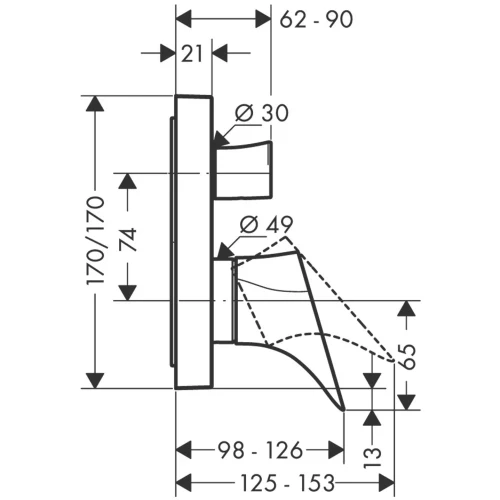 Купить купить смеситель для ванны axor starck organic, однорычажный, скрытого монтажа, шлифованное золото арт. 12415250