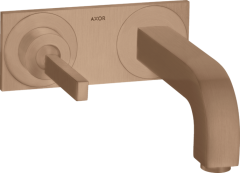 Смеситель настенный для раковины AXOR Citterio с тонкой рукояткой, с изливом 220 мм, матовое красное золото арт. 39115310
