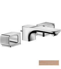 Смеситель для раковины Axor Urquiola 50, на 3 отверстия, с отдельными розетками, со сливным гарнитуром, шлифованное красное золото арт. 11041310